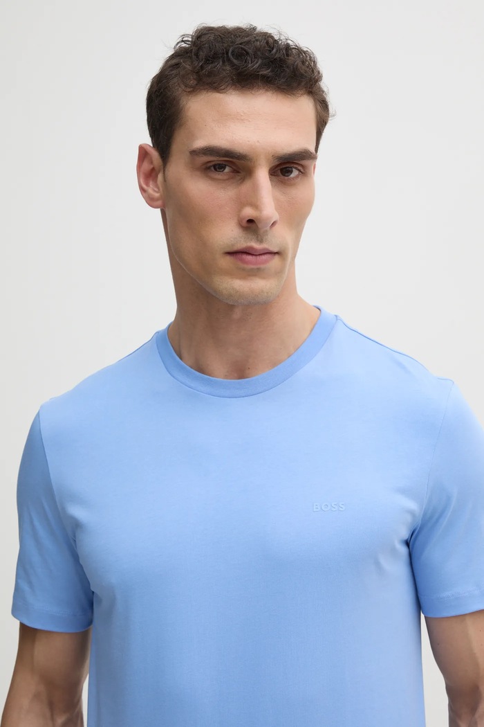 BOSS T-shirt męski bawełniany Thompson 01 niebieski 50468347