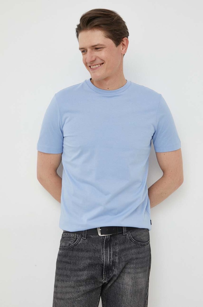 BOSS T-shirt męski bawełniany Thompson 01 bawełna niebieski 50468347