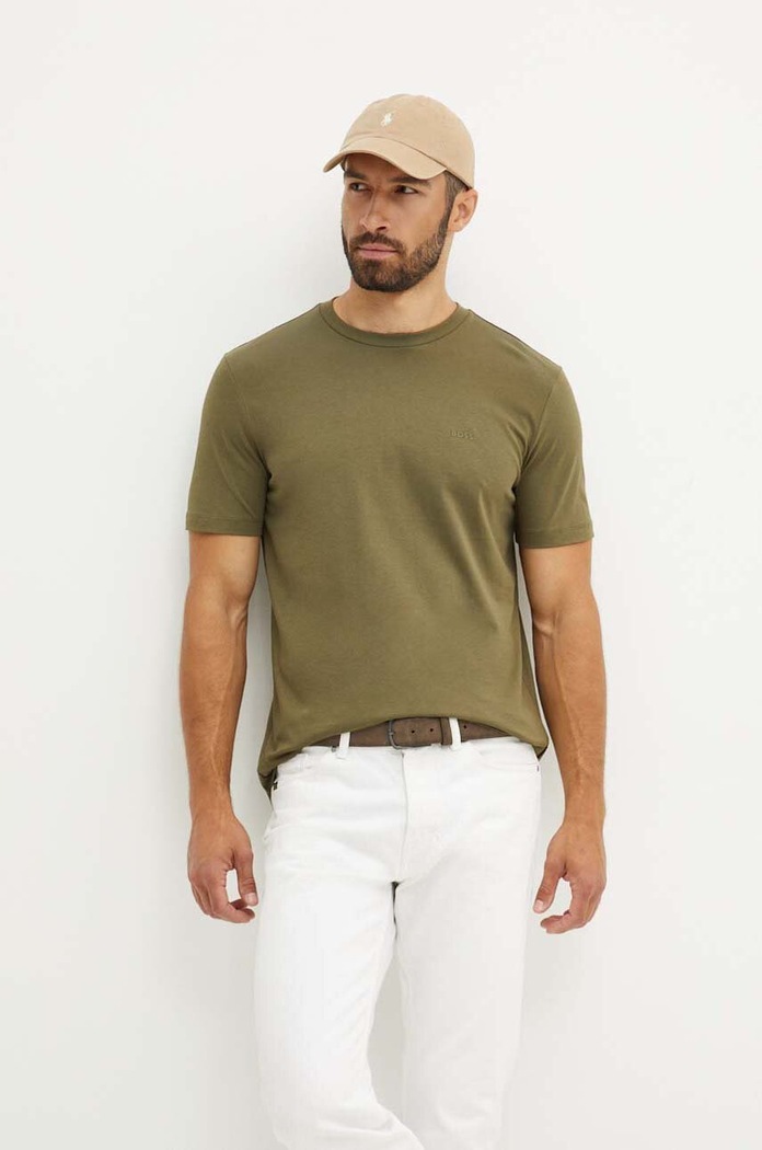 BOSS T-shirt męski bawełniany Thompson 01 bawełna zielony 50468347