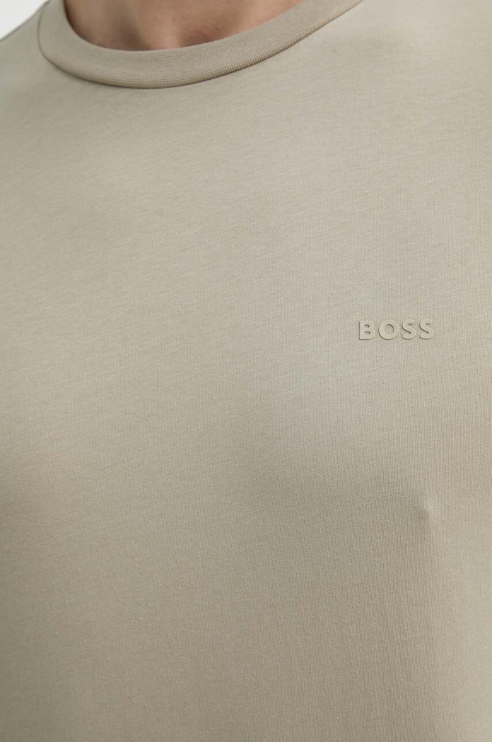 BOSS T-shirt męski bawełniany Thompson 01 beżowy 50468347