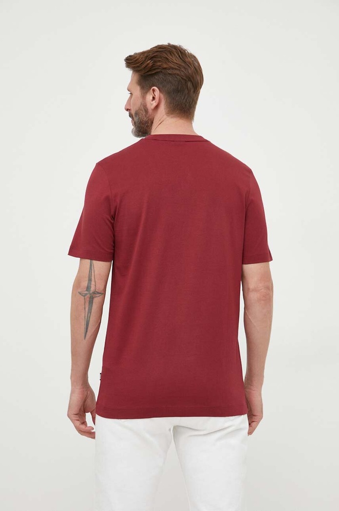 Odzież BOSS T-shirt męski bawełniany Thompson 01 50468347 bordowy