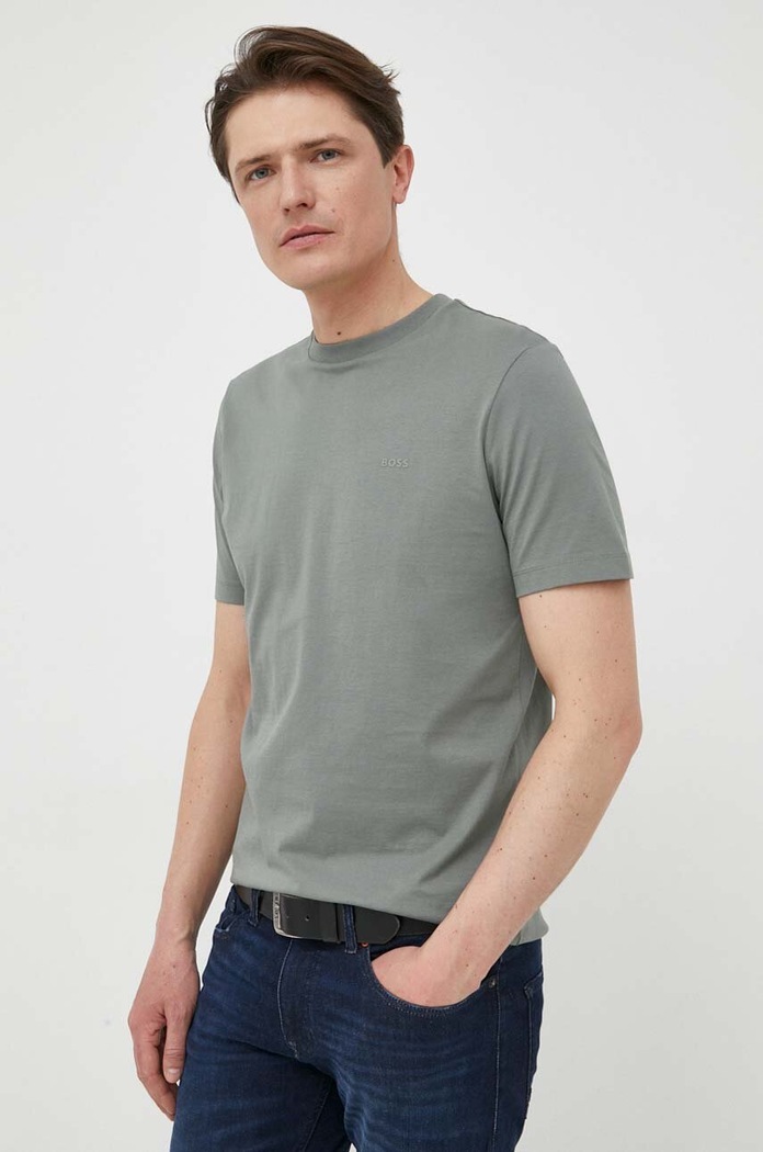 BOSS T-shirt męski bawełniany Thompson 01 bawełna zielony 50468347