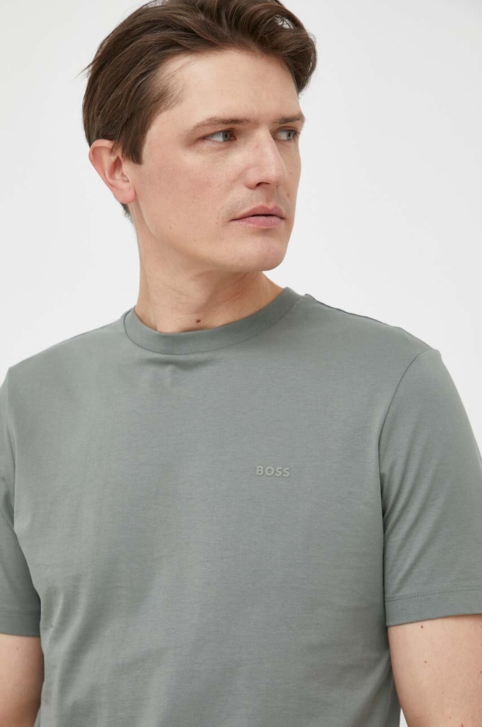 BOSS T-shirt męski bawełniany Thompson 01 zielony 50468347