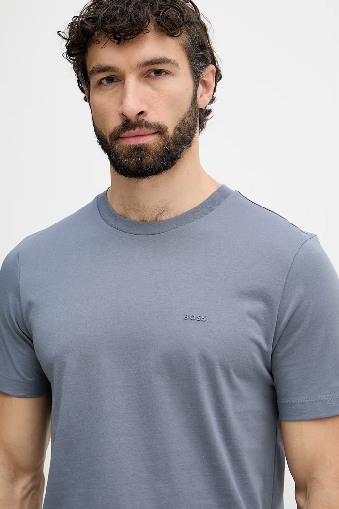 BOSS T-shirt męski bawełniany Thompson 01 niebieski 50468347