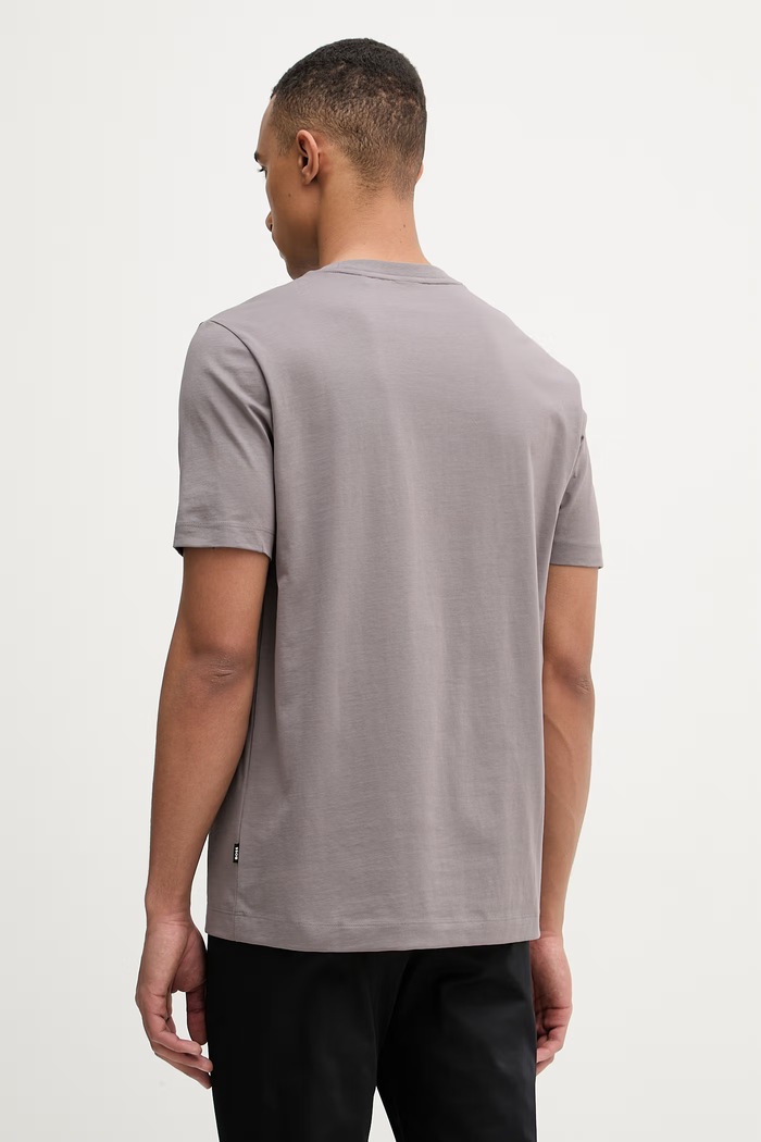 Ρούχα BOSS t-shirt ανδρικό βαμβακερό Thompson 01 50468347 καφέ