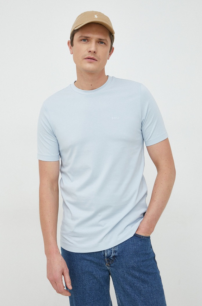 BOSS tricou bărbătesc din bumbac Thompson 01 uni albastru 50468347