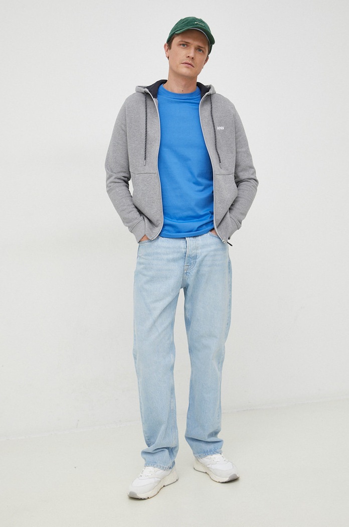 BOSS T-shirt męski bawełniany Thompson 01 50468347 niebieski AA00