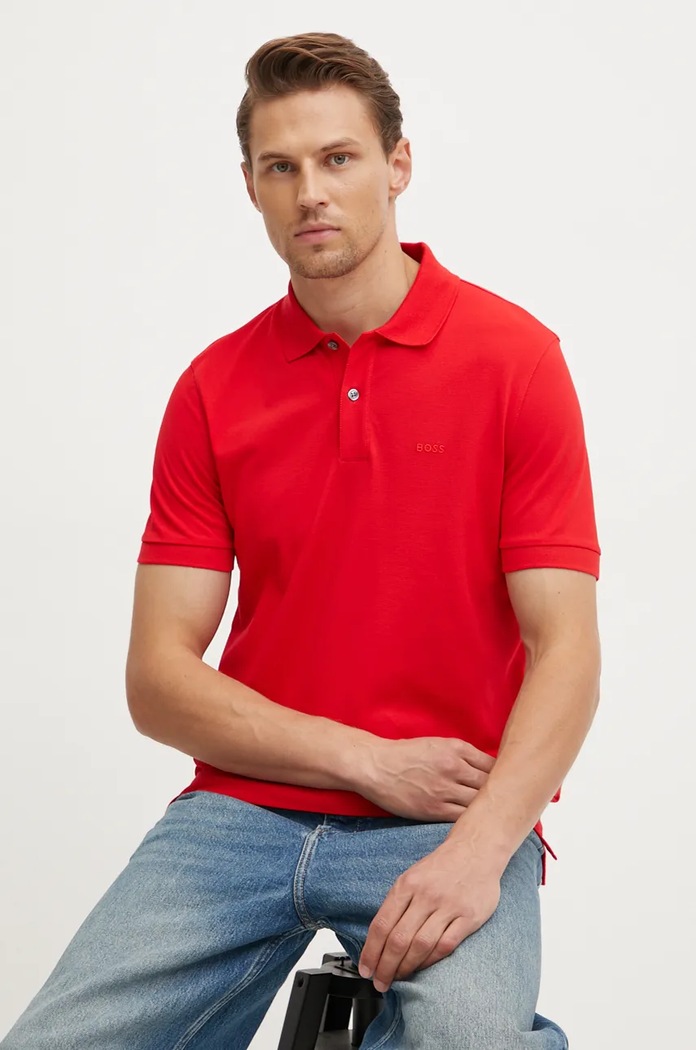 Odzież BOSS polo bawełniane Pallas 50468362 czerwony