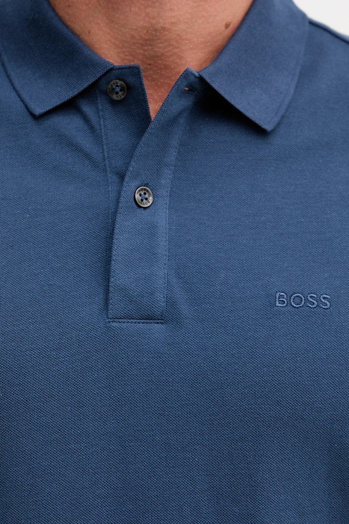 Βαμβακερό μπλουζάκι πόλο BOSS San Jared-C 50468362 μπλε