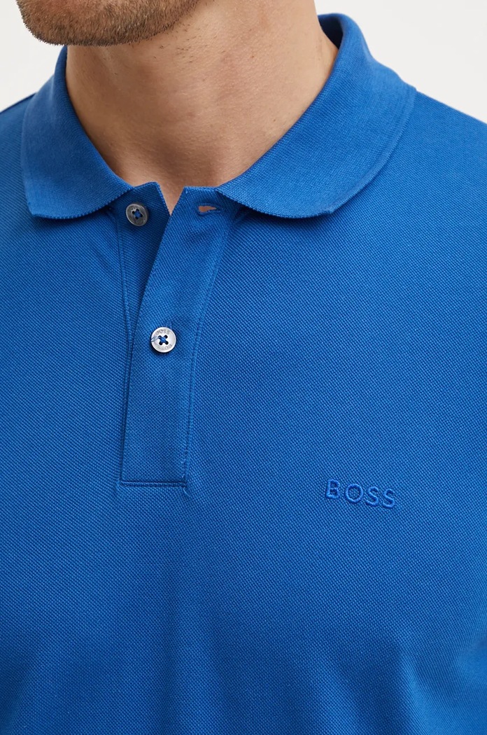 Bavlněné polo tričko BOSS Pallas modrá 50468362