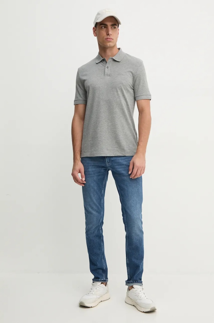 Bavlněné polo tričko BOSS Pallas 50468362 šedá AA00