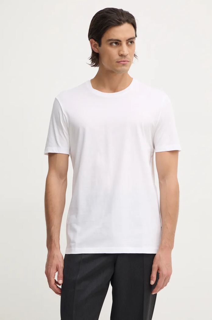 Ρούχα BOSS t-shirt ανδρικό βαμβακερό 50468395 λευκό