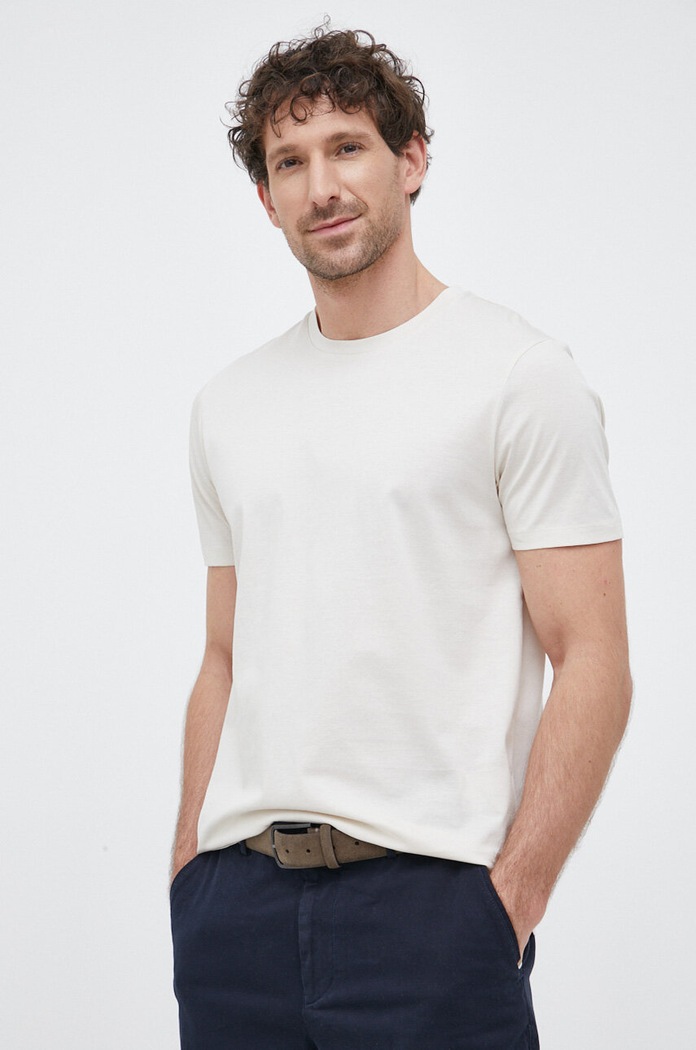 BOSS T-shirt męski bawełniany bawełna beżowy 50468395