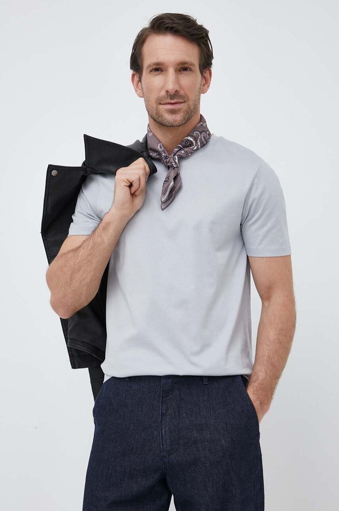BOSS t-shirt ανδρικό βαμβακερό slim γκρί 50468395