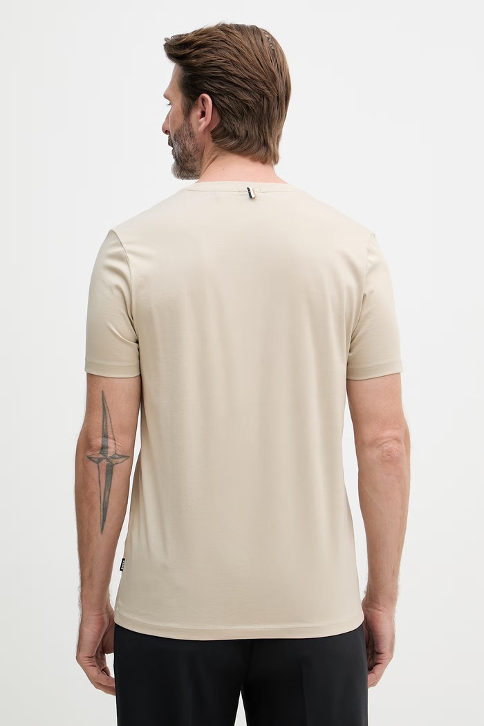 Ρούχα BOSS t-shirt ανδρικό βαμβακερό 50468395 μπεζ