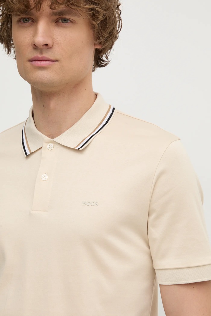 BOSS polo bărbați din bumbac Penrose 38 bej 50469360