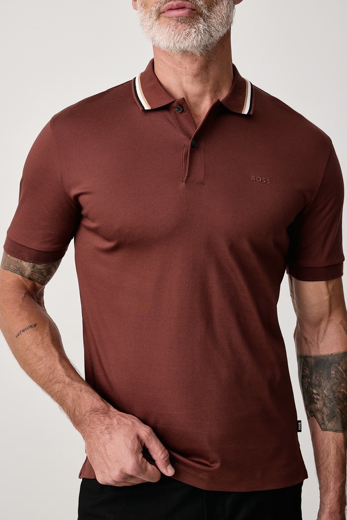 Polo męskie bawełniane Penrose 38 BOSS 50469360 brązowy