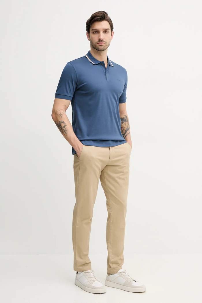BOSS polo bărbătesc din bumbac Penrose 38 50469360 albastru SS26