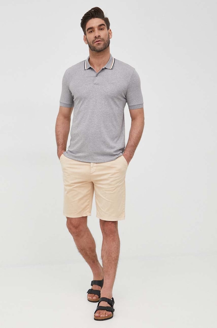 BOSS polo męskie bawełniane Penrose 38 50469360 szary SS26
