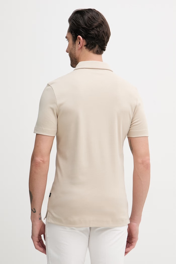 Oblačila BOSS polo majica moška bombažna 50471335 bež