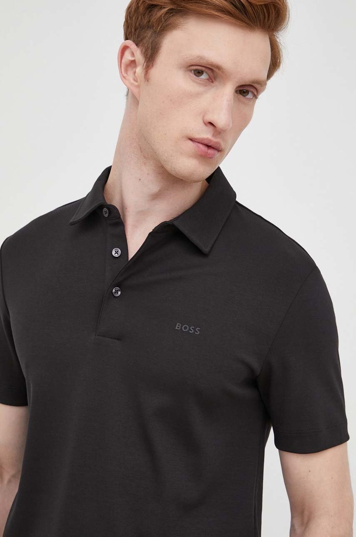 BOSS polo majica moška bombažna Okrogel črna 50471335