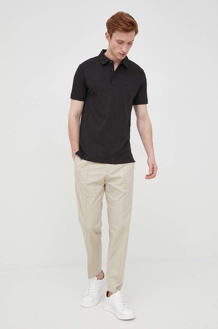BOSS polo majica moška bombažna 50471335 črna AA00