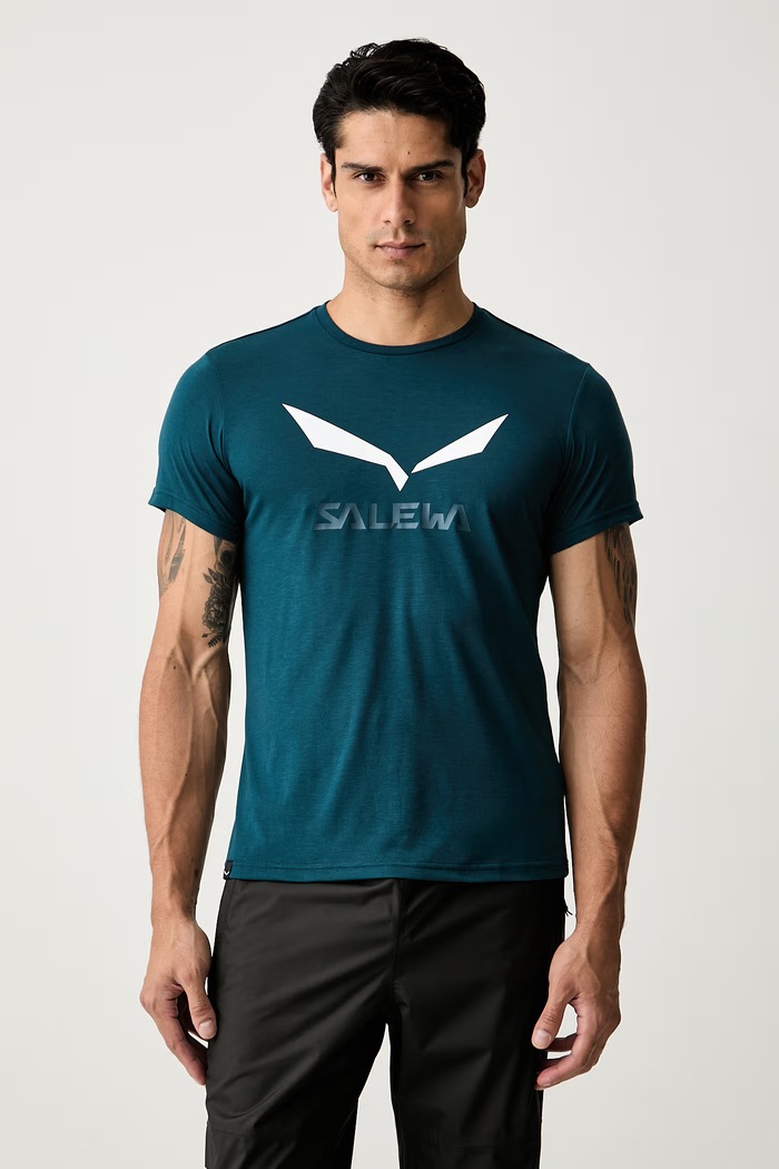 Salewa T-shirt trekkingowy męski Solidlogo Dry turkusowy 00.0000027018