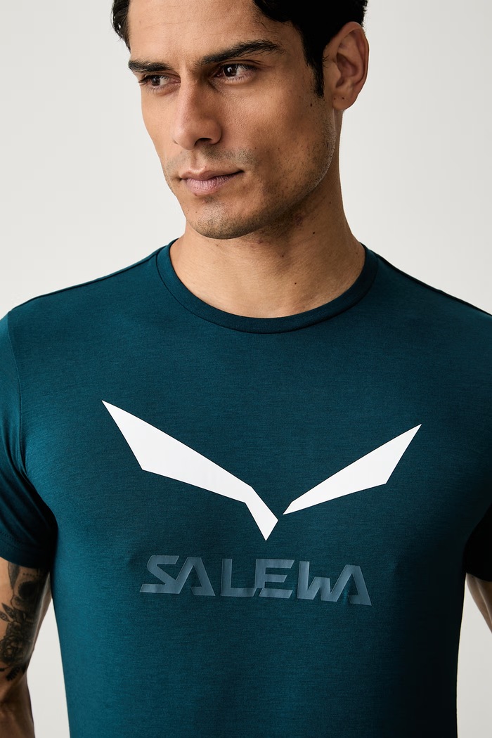 Salewa T-shirt trekkingowy męski Solidlogo Dry turkusowy 00.0000027018