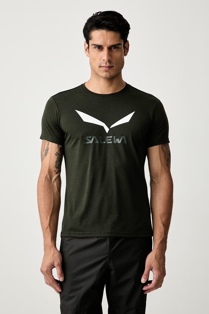 Salewa T-shirt trekkingowy męski Solidlogo Dry zielony 00.0000027018