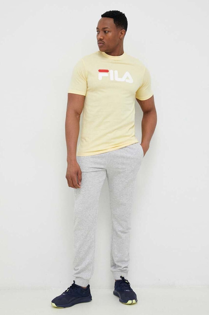 Fila t-shirt bawełniany Bellano FAU0067 żółty SS23