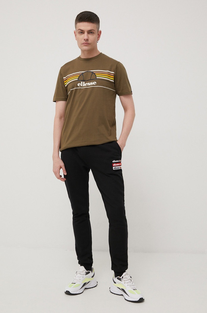 Βαμβακερό μπλουζάκι Ellesse βαμβάκι πράσινο SHM13827