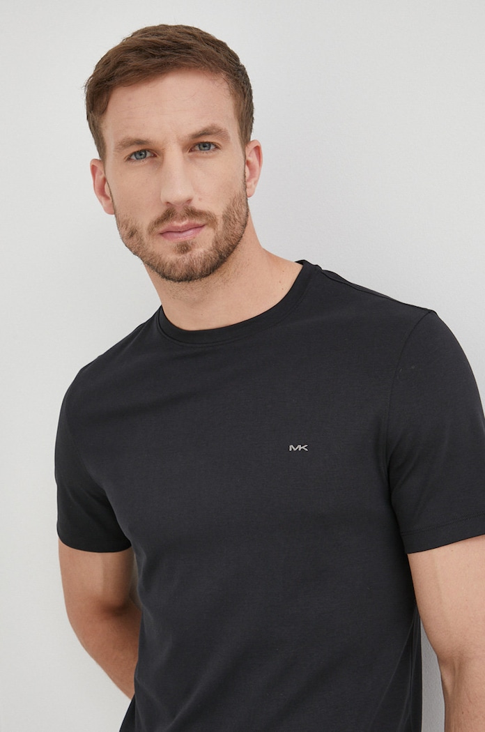 Michael Kors tricou din bumbac uni negru CB95FJ2C93