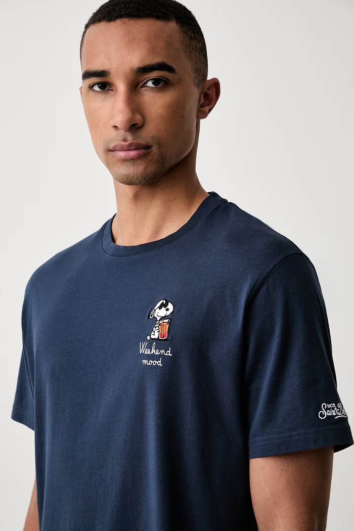 MC2 Saint Barth T-shirt męski bawełniany PORTOFINO granatowy POT0001