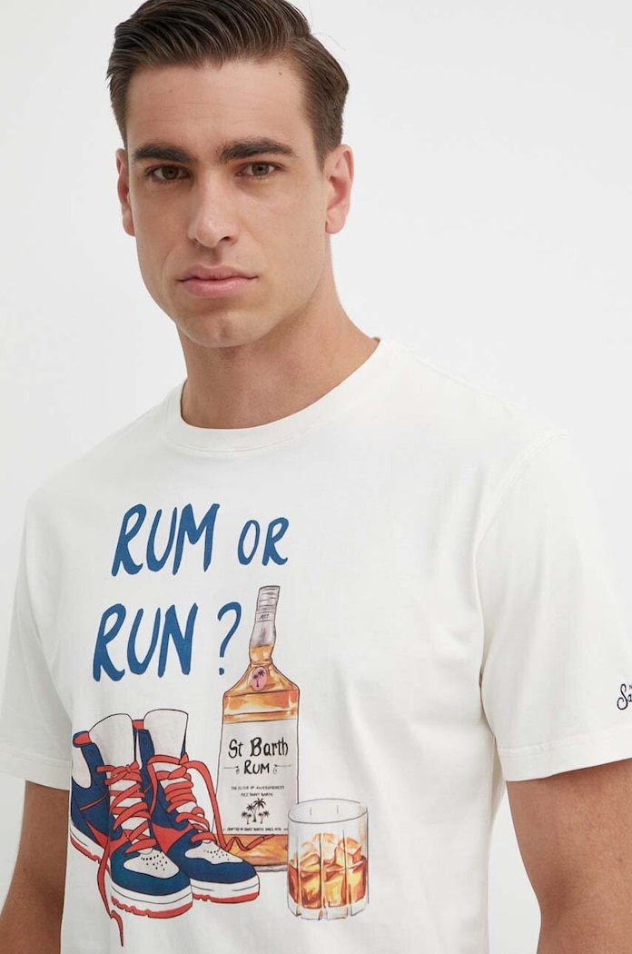 MC2 Saint Barth T-shirt bawełniany beżowy TSHM001