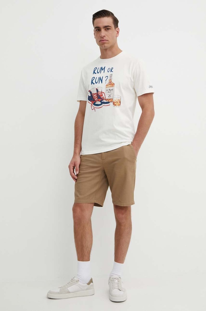 MC2 Saint Barth T-shirt bawełniany TSHM001 beżowy AA00