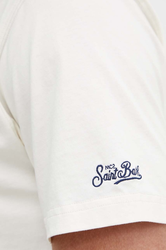 T-shirt bawełniany MC2 Saint Barth beżowy TSHM001