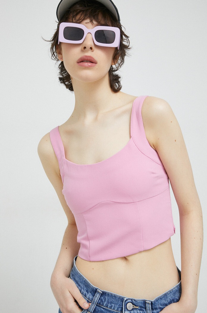 Abercrombie & Fitch top z elastanem różowy KI140.3263.620