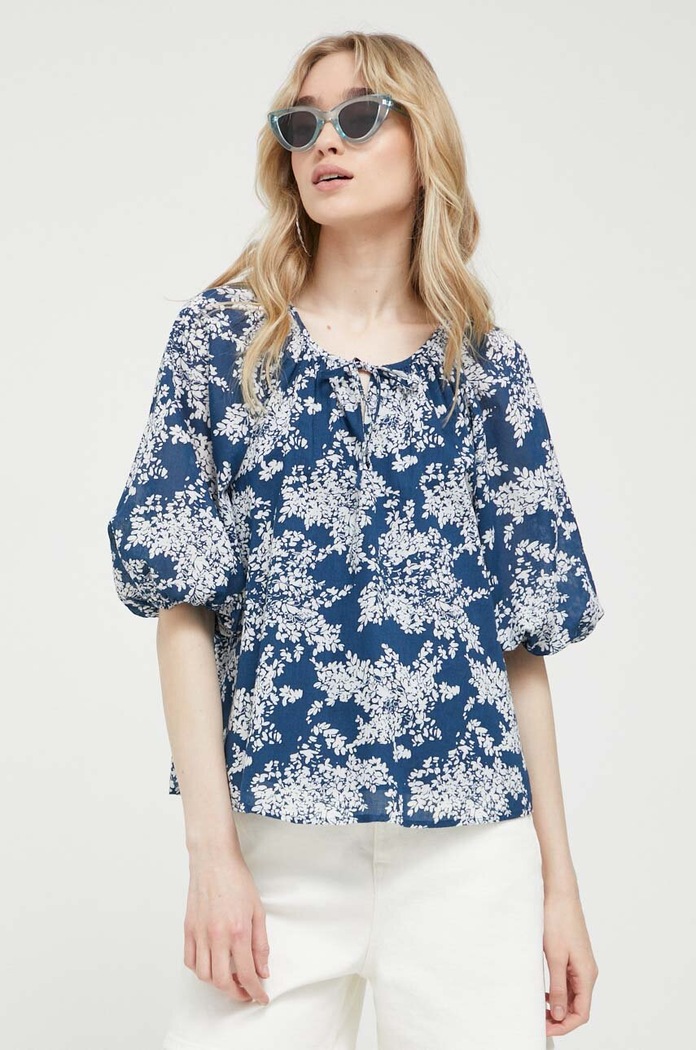 Βαμβακερή μπλούζα Abercrombie & Fitch μπλε KI140.3040.214