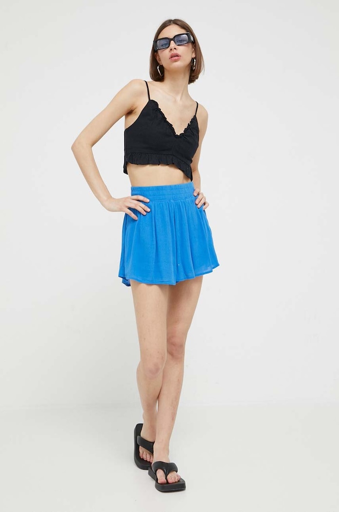 Ľanový top Abercrombie & Fitch KI140.3293.900 čierna SS23