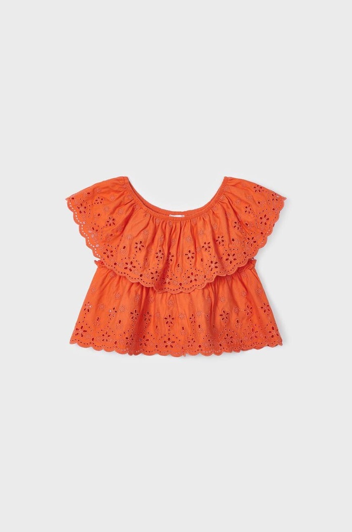 Παιδική βαμβακερή μπλούζα Mayoral casual πορτοκαλί 3145.6H.MINI