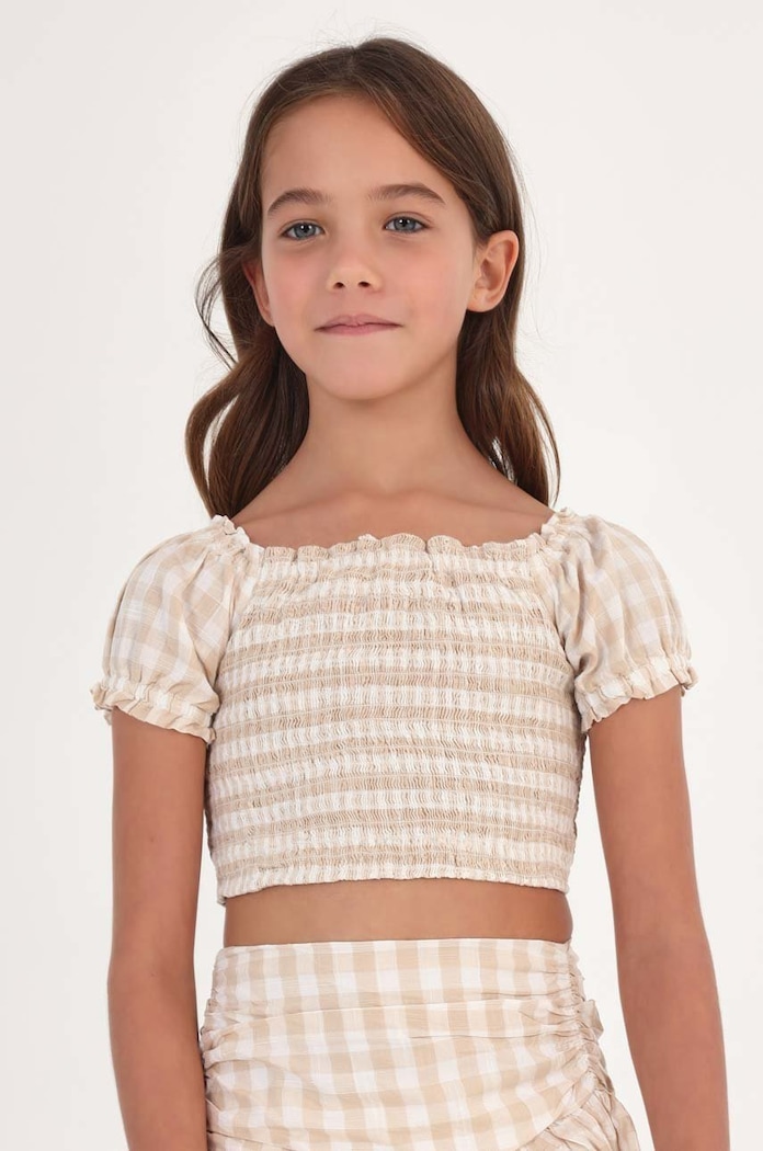 Dječja pamučna bluza Mayoral 6198.8G.JUNIOR bež SS23