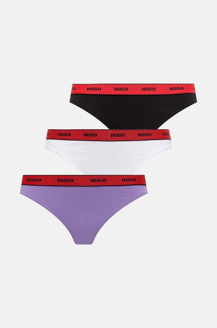 Στρινγκ HUGO 3-pack πλεκτό ύφασμα μωβ 50480150
