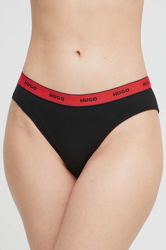 Gaćice HUGO 3-pack pletivo crna 50480157