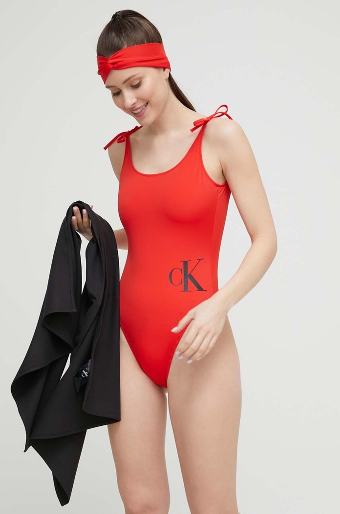 Calvin Klein Jednoczęściowy strój kąpielowy czerwony KW0KW02087.PPYX