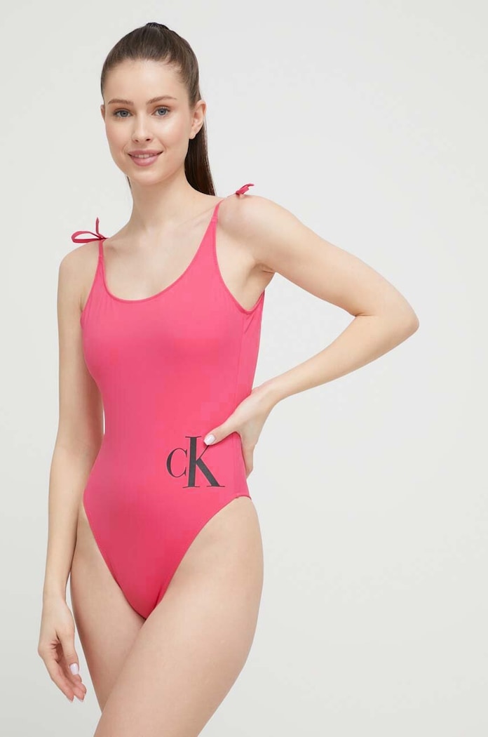 Calvin Klein jednoczęściowy strój kąpielowy fioletowy KW0KW02087.PPYX
