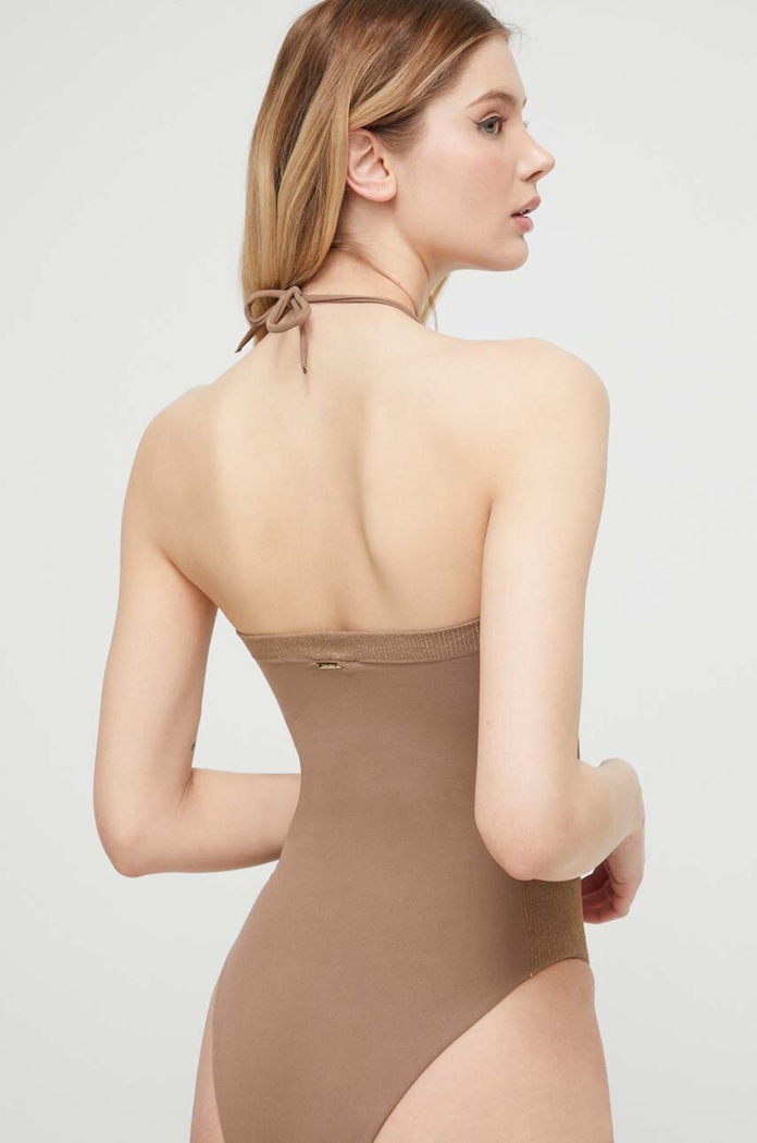 Calvin Klein jednoczęściowy strój kąpielowy KW0KW02074.PPYX brązowy SS23