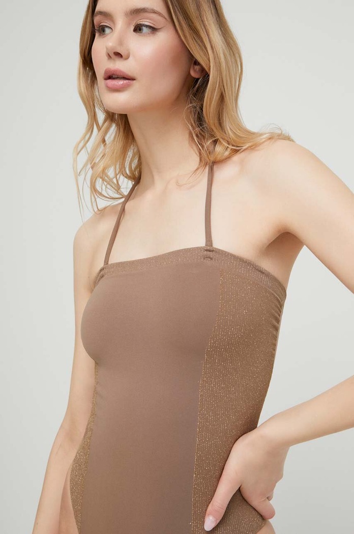 Calvin Klein jednoczęściowy strój kąpielowy brązowy KW0KW02074.PPYX