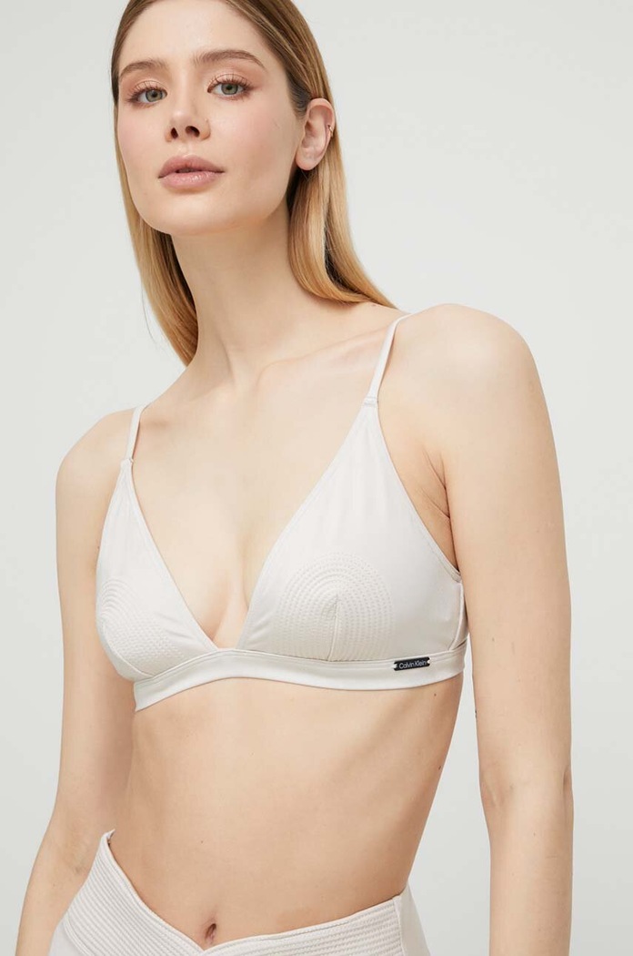 Calvin Klein Biustonosz kąpielowy beżowy KW0KW02143.PPYX