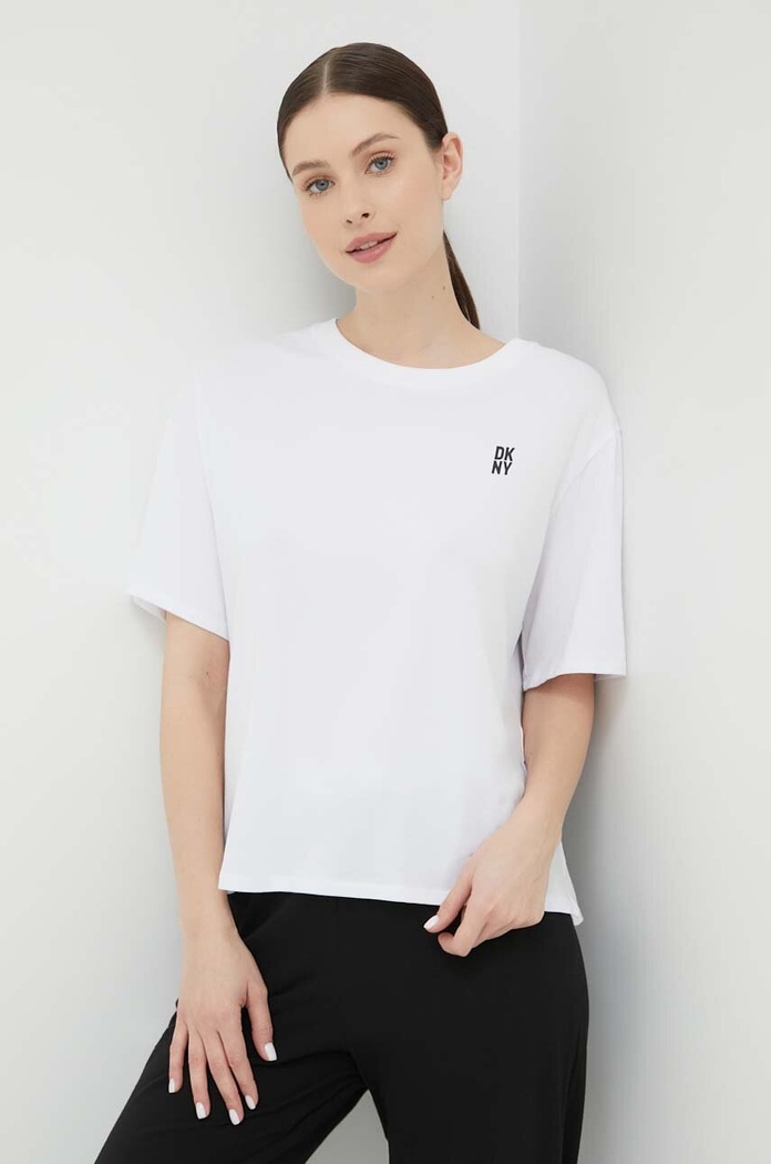 Μπλουζάκι πιτζάμας DKNY πλεκτό ύφασμα λευκό YI2422635