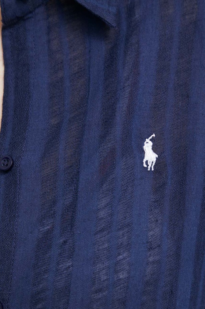 Koszula plażowa lniana Polo Ralph Lauren granatowy 21264377